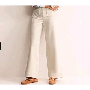 Boden Cream Wide-Leg Trousers